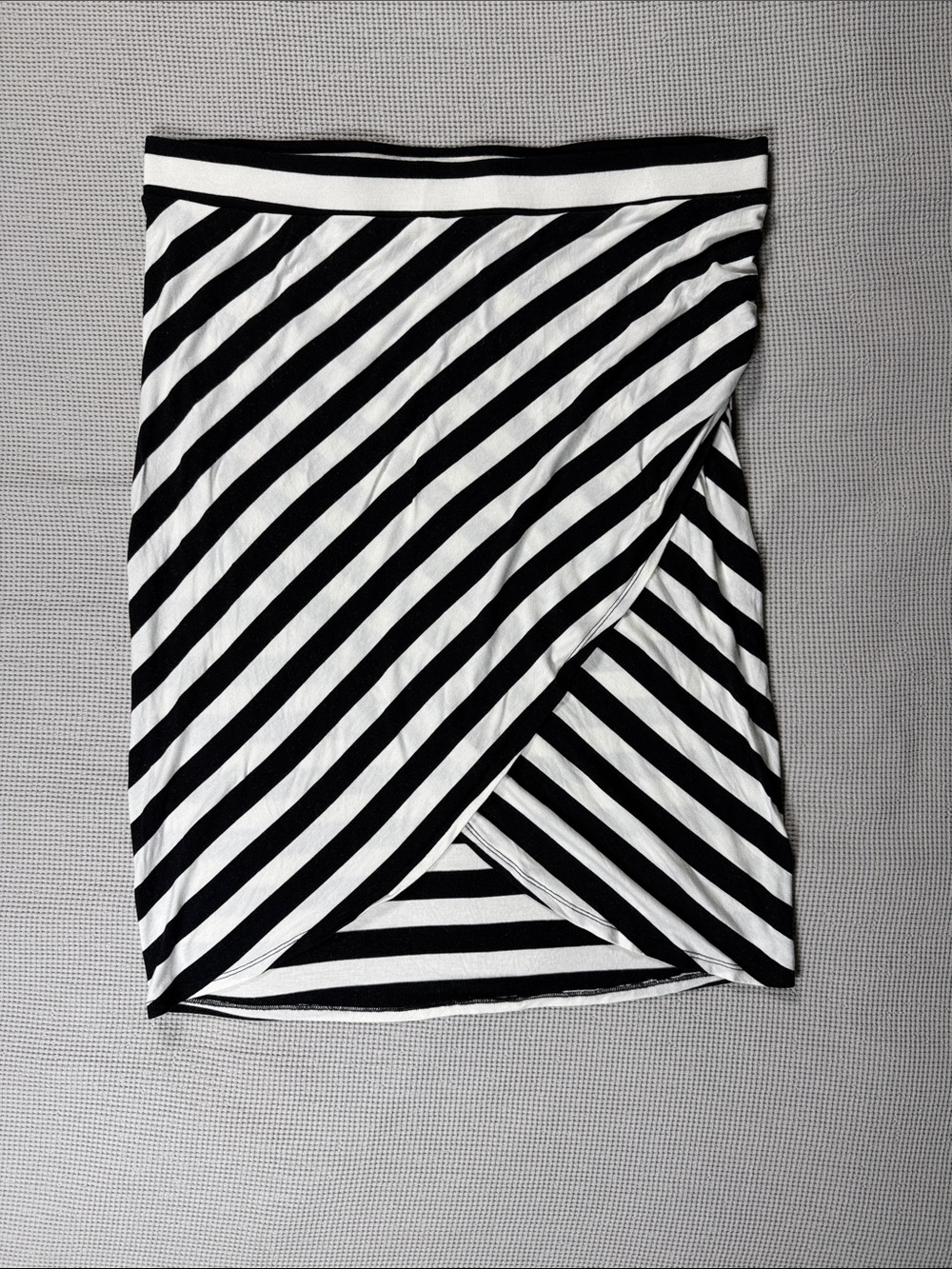 Ava & Viv Black and White Diagonal-Stripe Asymmetrical Skirt